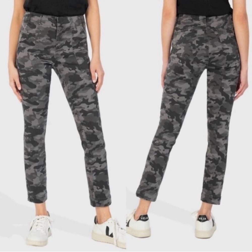 Kut From The Kloth Reese Ankle Straight Leg Utility Pants Jeans Black Camo 8 I70